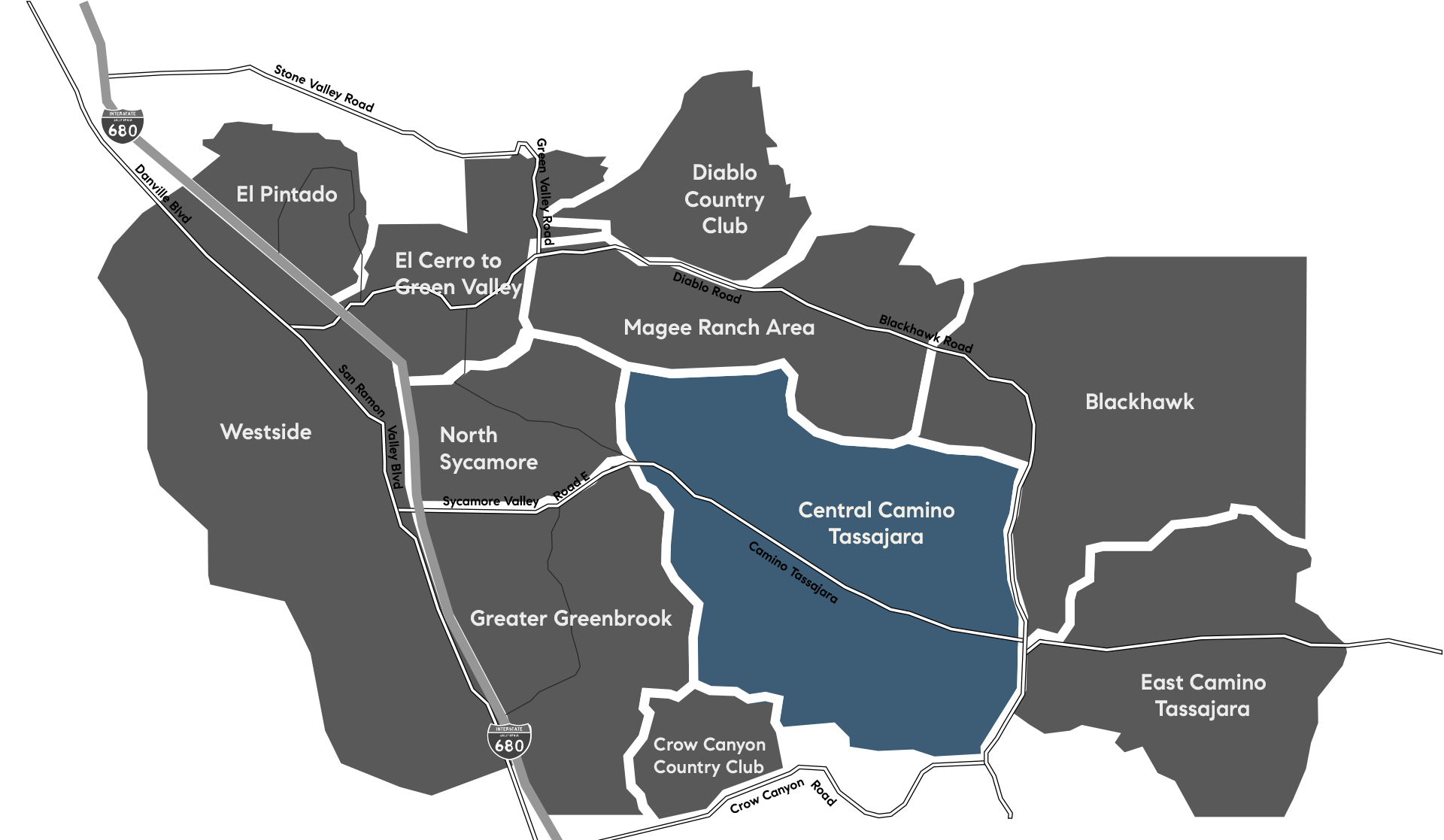Map of Central Camino Tassajara neighborhood