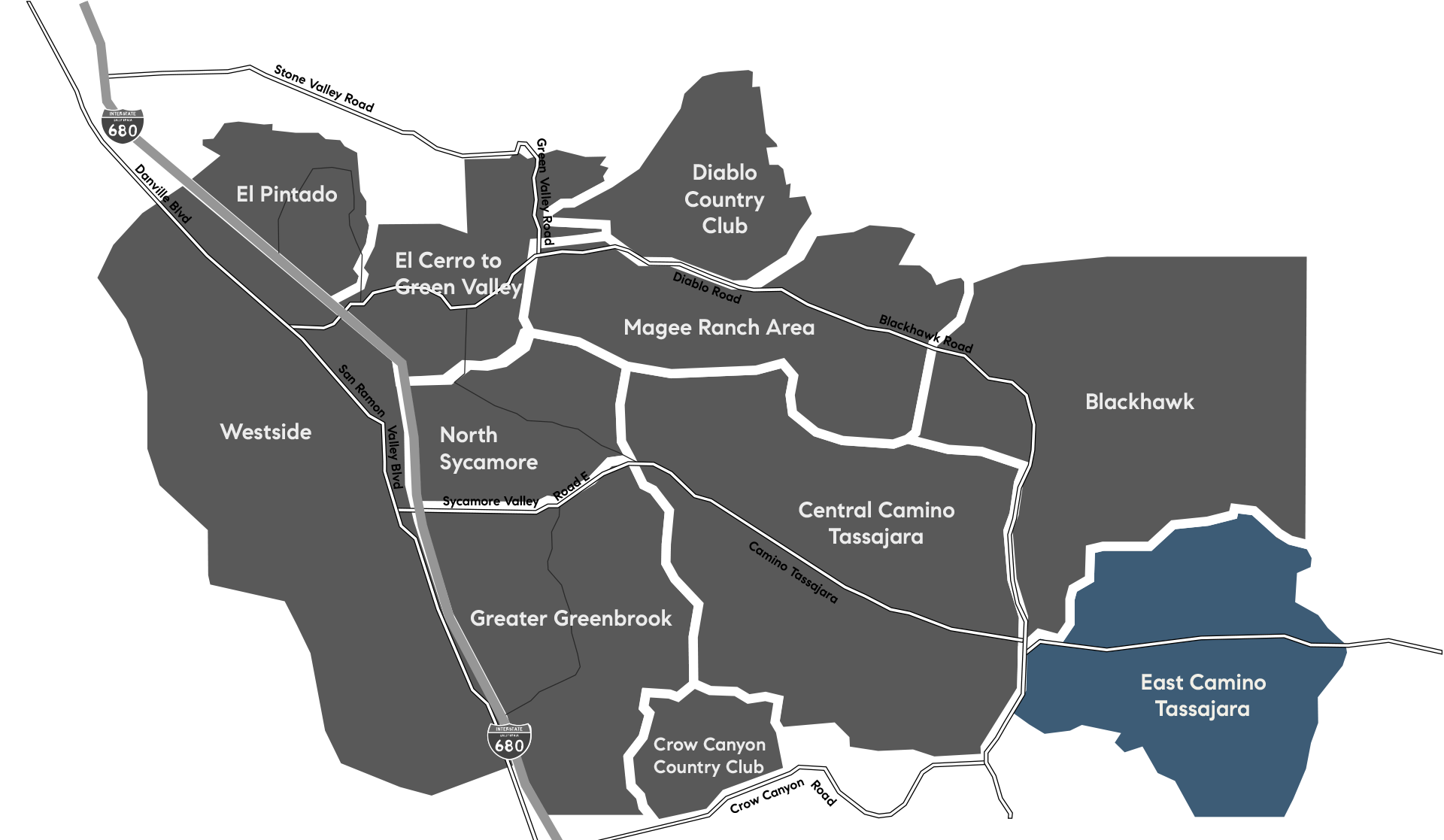 Map of East Camino Tassajara neighborhood